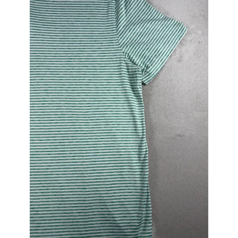 IZOD Golf Polo Shirt Mens‎ Large Green White Striped Short Sleeve Performance